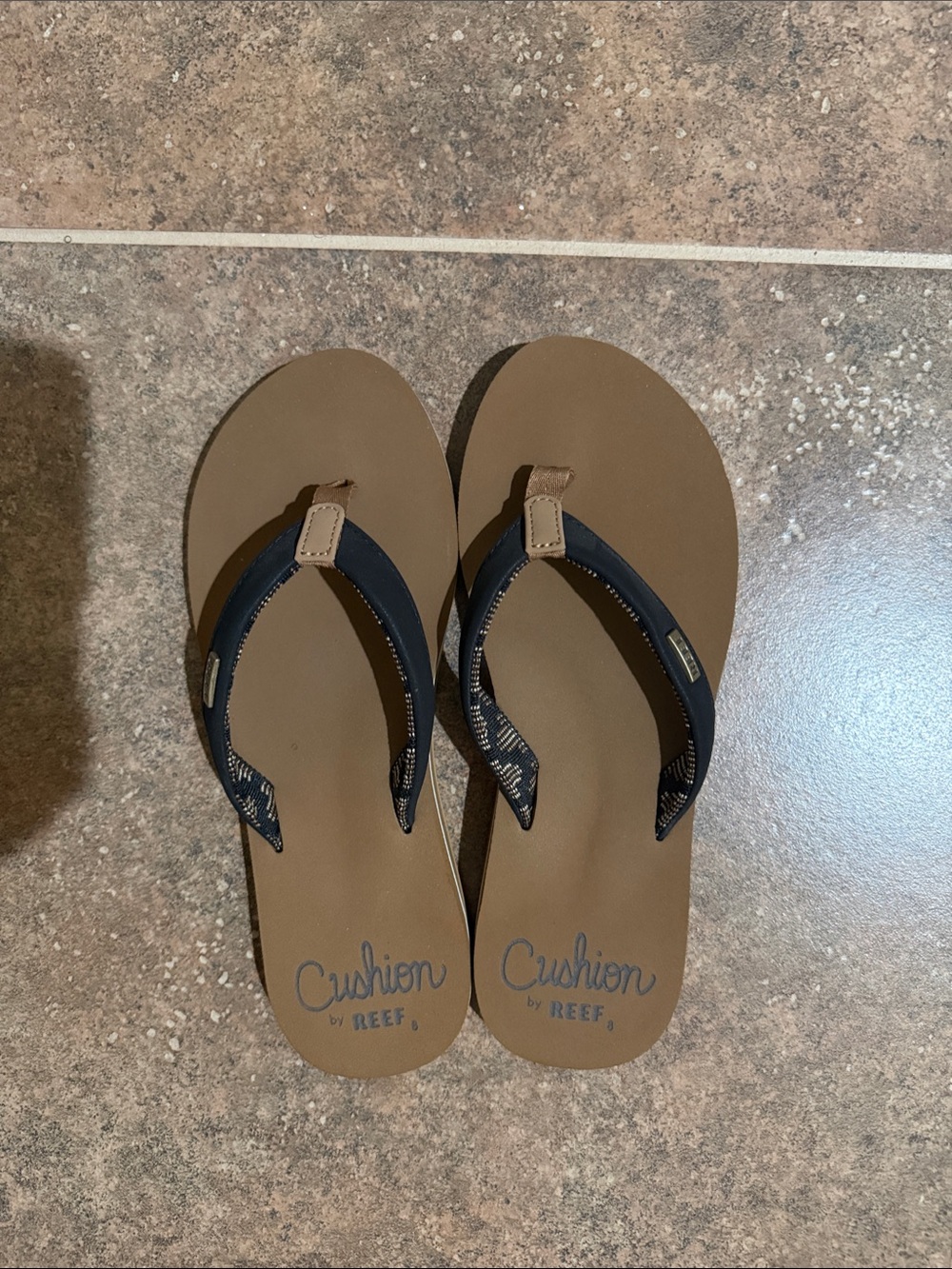 Reef Women's Brown Flip Sandals with Navy Straps